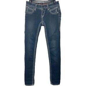 Rock Revival Aida Skinny Jeans Women's Size 27 Embroidered Rhinestones